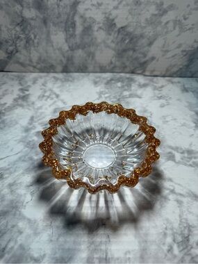 Clear Resin Decorative Bowl with Gold-Fleck Ruffled Edge